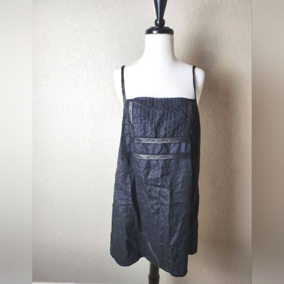 Reformation Lace Pleated Linen Top Black Womens Size XL - Picture 1 of 7